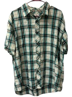 Men’s PJ Mark Plaid Button-Down Short Sleeve Shirt - Size 2XL